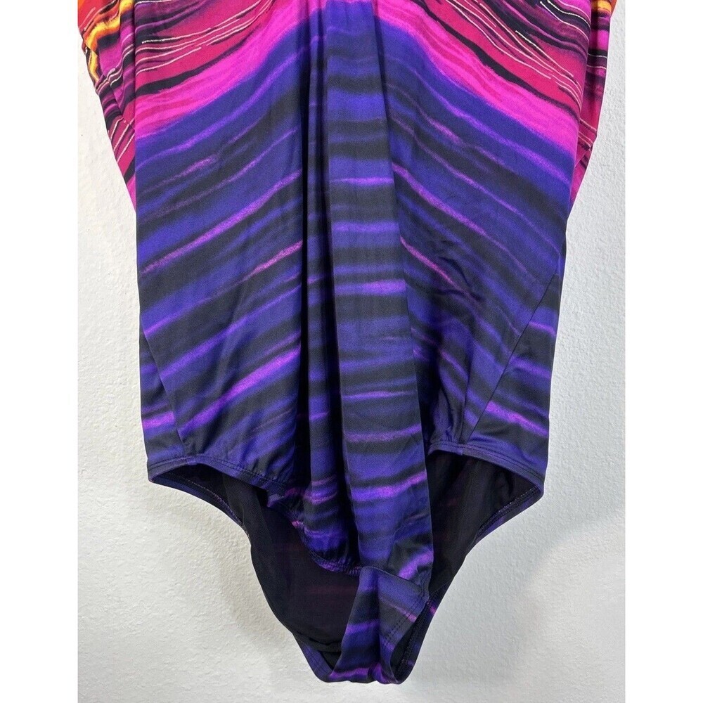 Catherines Sunset Ombre Striped One Piece Swimsuit Plus Size 30W - Picture 9 of 12